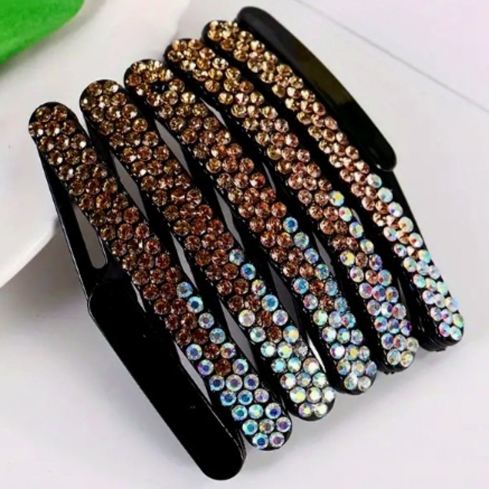 FOLDING CRYSTAL HEADBAND in Gold Gradient